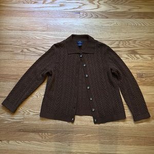 100% Lambswool Brown Cardigan - Brooks Brothers Outlet Line (346)